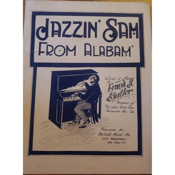 Frank S. Butler Other - Jazzin' Sam‎ From Alabam' By Frank S. Butler Antique 1909 Sheet Music